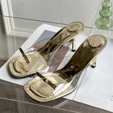 xajzpa Summer Fashion Butterfly-knot Satin Women Slipper Slip On Ladies Sandal Thin High Heel Outdoor Dress Slides Shoes